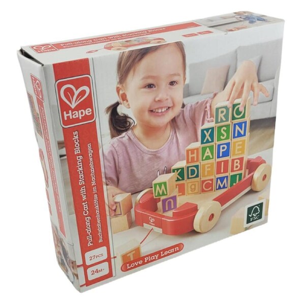 Hape Pull Along Cart With Blocks