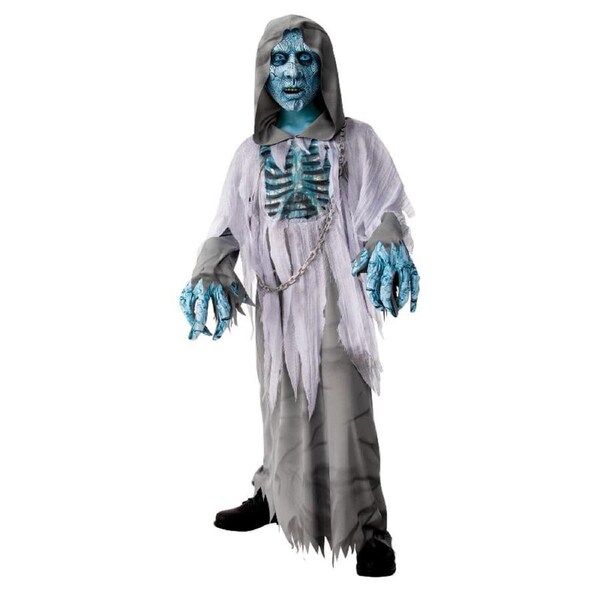 White Demon Hooded Robe Child Costume Size L 8-10 Years