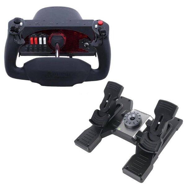 Honeycomb Alpha Flight Controls Yoke and Switch Panel and Logitech G Flight Rudder Pedals Bundle