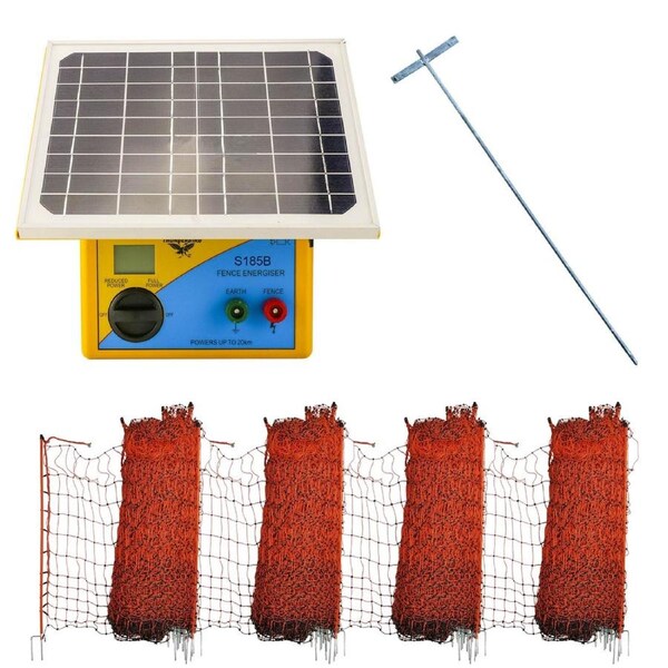 Thunderbird 200m Poultry Netting with S-185B 20km Electric Fence Energiser