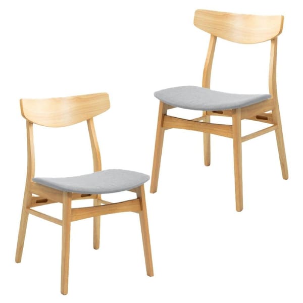 Cusco 2pc Set Dining Chair Fabric Seat Scandinavian Style Solid Rubberwood