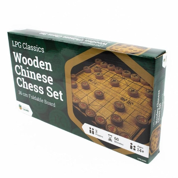 LPG Classics Wooden Chinese Chess Set with 36cm Foldable Board