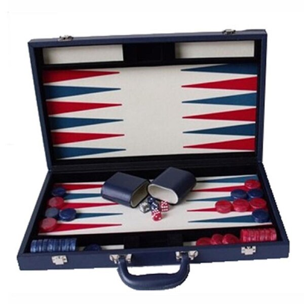 Dal Rossi Blue Leather 18'' Backgammon Set