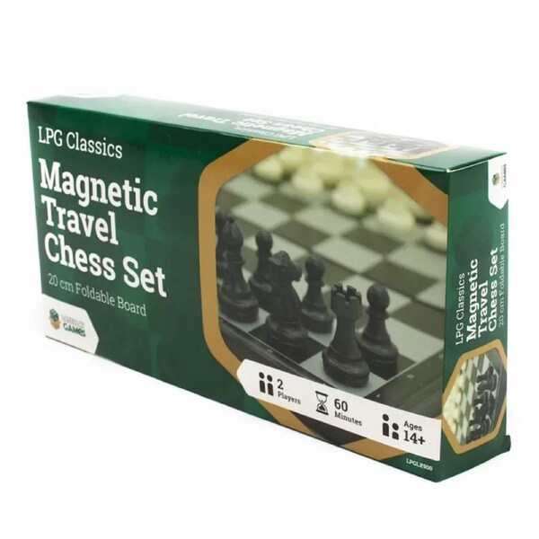 LPG Classics Plastic Magnetic Travel Chess Set with 20cm Foldable Board