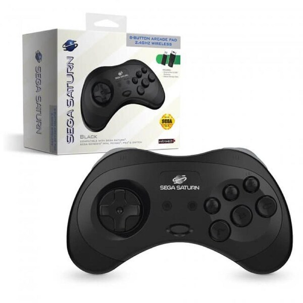 Retro-Bit Sega Saturn Wireless Control Pad (Black)