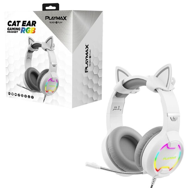 Playmax Cat Headset Universal Gaming Headset (White)