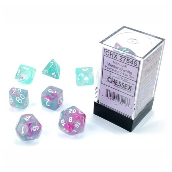 Chessex Nebula Luminary Polyhedral 7-Die Dice Set (Wisteria/White)