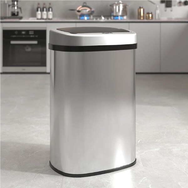 Advwin 50L Motion Sensor Bin Touch Free Garbage Cabniet Smart Kitchen Waste Trash Can Silver