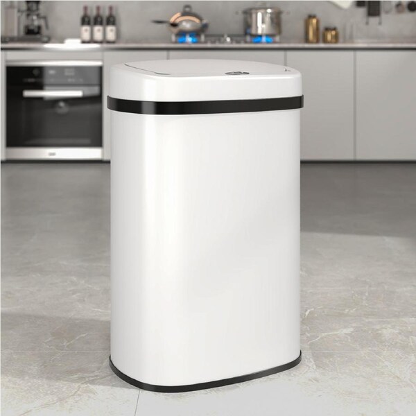 Advwin 50L Motion Sensor Bin Automatic Rubbish Bins Smart Kitchen Waste Trash Can Touch Free Garbage Cabniet White