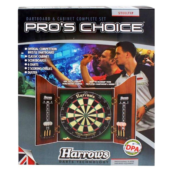 Harrows Pro's Choice Dartboard and Cabinet Complete Set