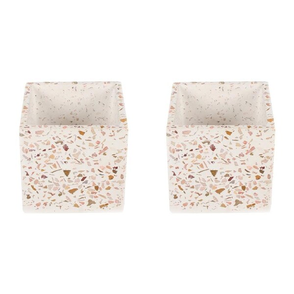 2x Maine & Crawford Luca 11cm Terrazzo Plant/Flower Planter Pot Square Garden