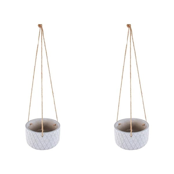 2x Maine & Crawford Destiny Hanging 19cm Cement Pot Planter Plant/Flower White