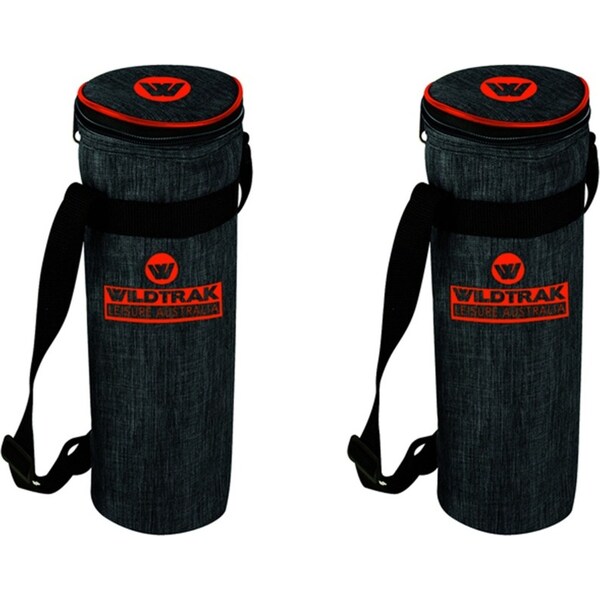 2x Wildtrak 1.5L/3cm Camping Wine Bottle Cooler Bag Travel Storage Holder Grey