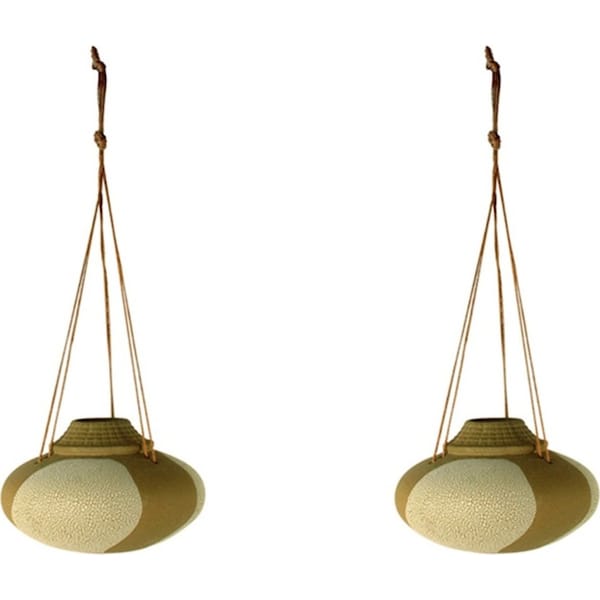 2x Maine & Crawford Valentina 15cm Hanging Ceramic Planter Plant Pot Beige