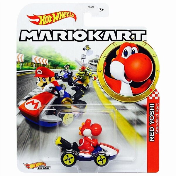 Hot Wheels Mario Kart Red Yoshi Standard Kart Toy