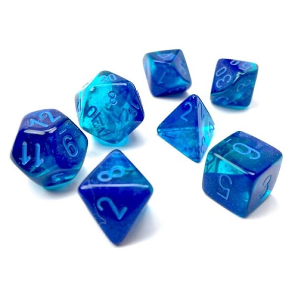 Chessex Gemini Luminary Polyhedral 7-Die Dice Set (Blue and Light Blue)