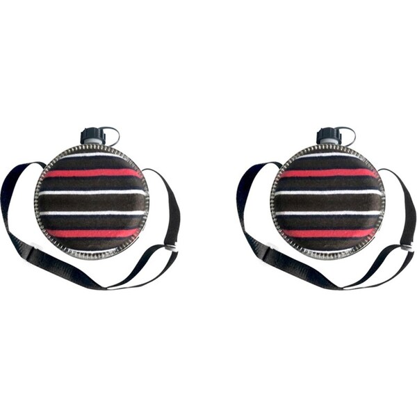 2x Wildtrak 2-Quart Canteen Flask Travel Water Container w/ Shoulder Strap Black