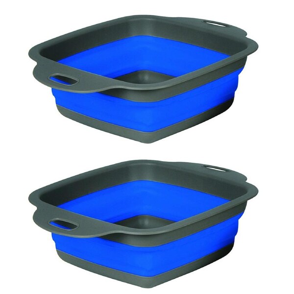2x Wildtrak Expanda 29cm Foldable Strainer Outdoor Travel Camping Storage Blue
