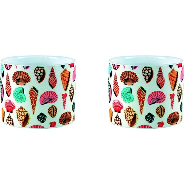 2x Maine & Crawford Ocean Life 11x9cm Ceramic Plant/Flower Pot Home/Garden Decor