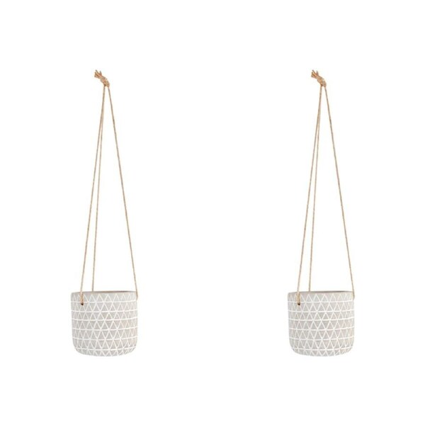 2x Maine & Crawford Destiny Hanging 11cm Cement Planter Pot Plant Hanger Grey
