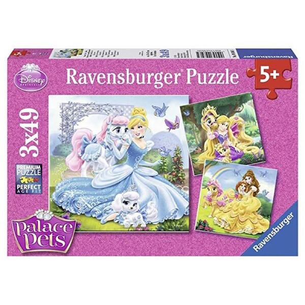 Ravensburger Disney Princess Belle, Cinderella and Rapunzel Palace Pets 3 x 49 Piece Jigsaw Puzzle