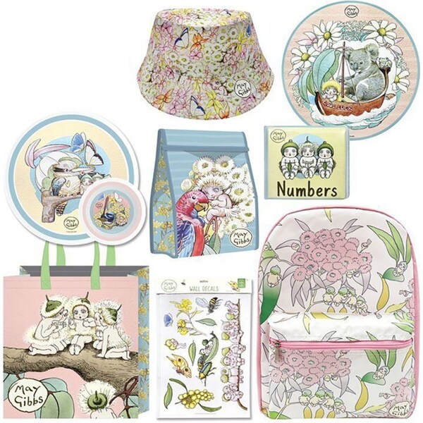 May Gibbs Kids Showbag Backpack/Bath Book Bucket Hat Plate/Cooler Bag Placemat