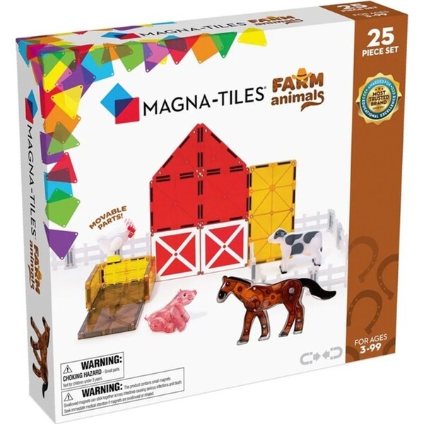 25pc Magna-Tiles Farm Animals Kids/Childrens Magnetic Construction Toy Set 3y+