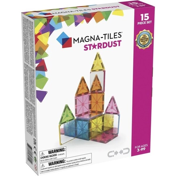 15pc Magna-Tiles Stardust Kids/Childrens Magnetic Construction Toy Set 3y+