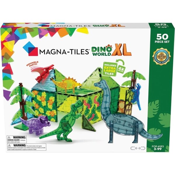 50pc Magna-Tiles Dino World Xl Kids/Childrens Magnetic Construction Toy Set 3y+