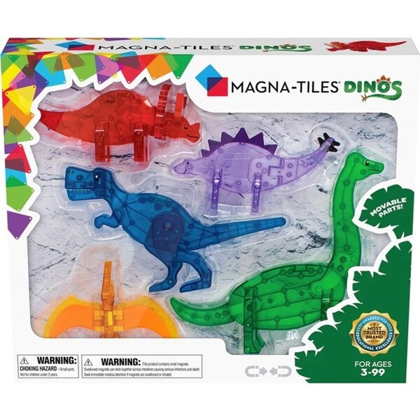 5pc Magna-Tiles Dinos Kids/Childrens Magnetic Construction Toy Set 3y+