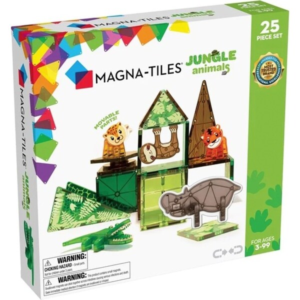25pc Magna-Tiles Jungle Animals Kids/Childrens Magnetic Construction Toy Set 3y+