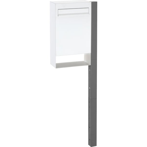 Sandleford Free Standing Letter Box Post Mount w/ Post & Key Lockable - White/Grey