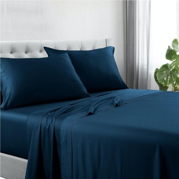 Somerset 1200TC Hotel Quality Soft Cotton Rich Sheet Sets Pillowcases Silky Touch Double Sailor Blue