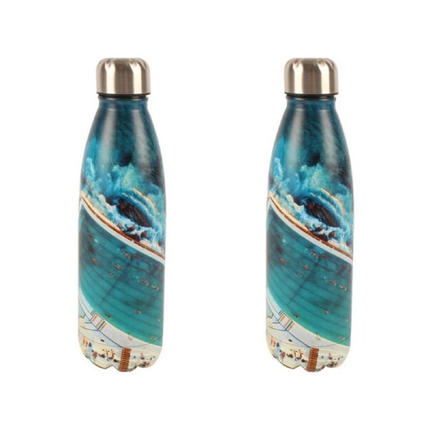 2x Good Vibes 500ml Bottle Stainless Steel Double Wall Bondi Drink Tumbler Black