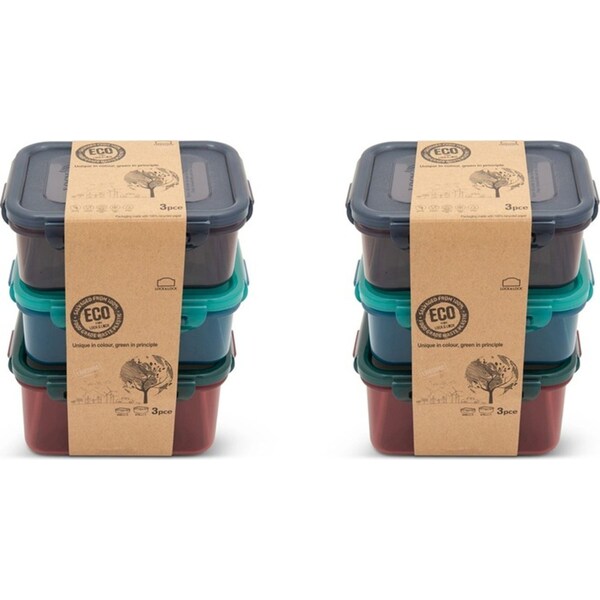 2x 3PK Locknlock Eco Rectangle Airtight Food Container Travel/Pantry Storage Set