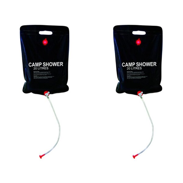 2x Cockatoo Camping Portable 20L/31cm Solar Shower Outdoor Travel Hiking Black