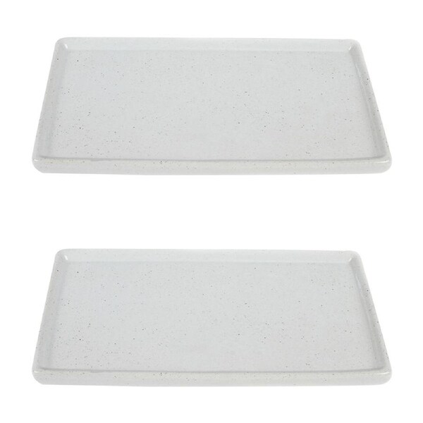 2x Maine & Crawford Theo 25cm Porcelain Plate Rectangle Serving Dish Tray White