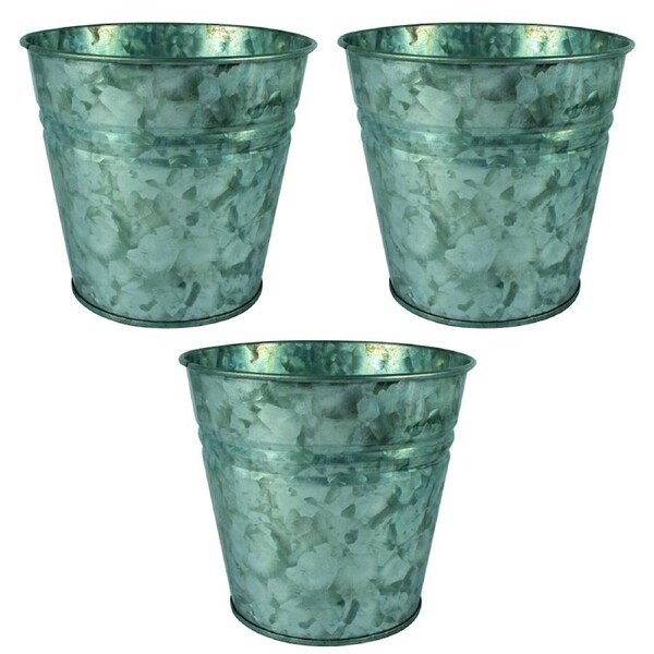 3x Yard Master Loke 14x13cm Antiqued Plant/Flower Pot Home/Garden Decor Silver