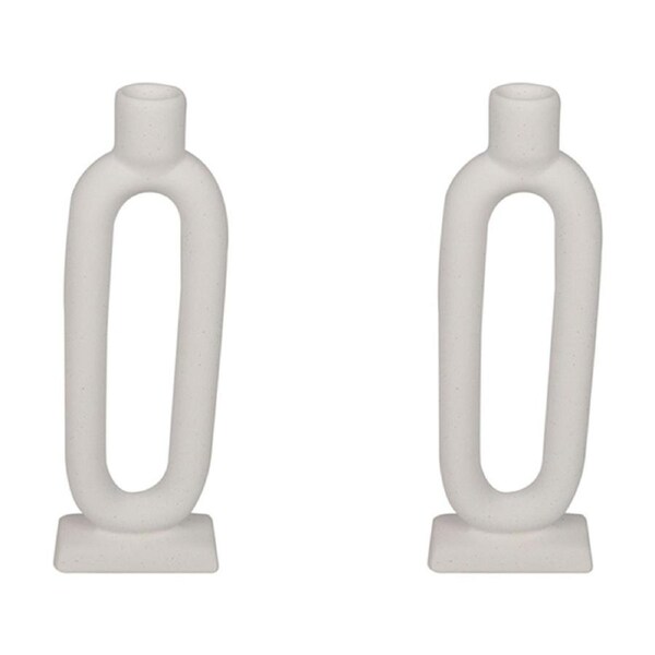 2x Maine & Crawford Ophelia 28cm Textured Ceramic Flower Vase Room Decor White