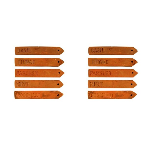 2x 5pc Maine & Crawford Caharin 18cm Terracotta Veggie Markers Straight Natural