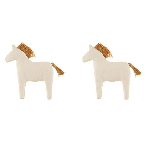 2x Maine & Crawford Claire 19cm Horse Ornament Sculpture Decor White/Natural
