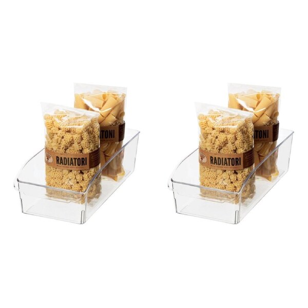 2x Oggi 30cm Storage Bin Food Pantry/Fridge Organiser w/Finger Grip Handle Clear