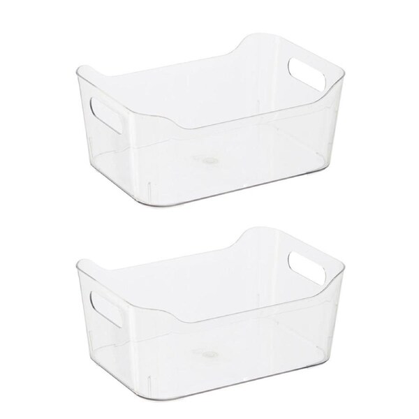 2x Oggi 24cm Storage Bin Home/Kitchen Food/Snack Pantry Organiser w/ Handles CLR