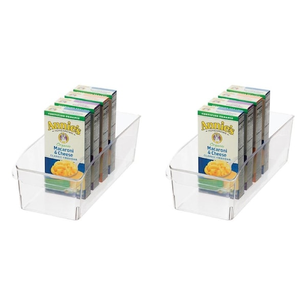 2x Oggi 36cm Storage Bin Food Pantry/Fridge Organiser w/Finger Grip Handle Clear