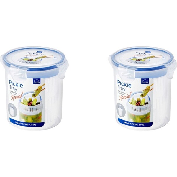 2x Locknlock 700ml Airtight Classic Round Food Container w/ Draining Basket CLR