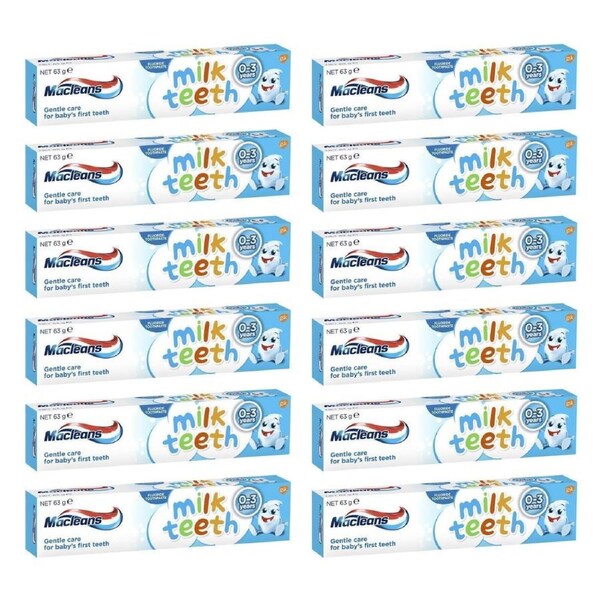 12x Macleans Milk Teeth Toothpaste 0-3 years 63g