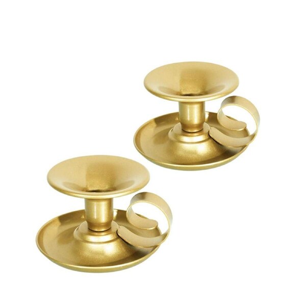 Nevenka 2 Pcs Retro Iron Taper Candle Holder for Halloween Christmas Decoration-Gold