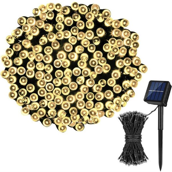 Nevenka Solar Christmas Lights 72ft 200 LED 8 Modes Solar String Lights Waterproof-Warm White