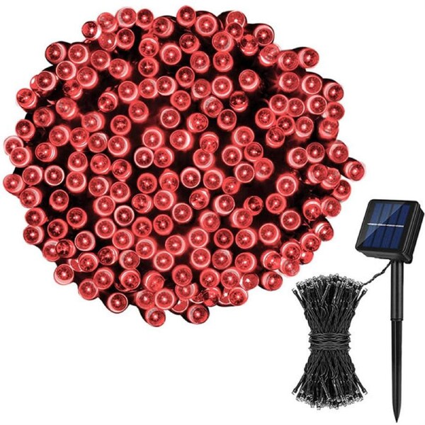 Nevenka Solar Christmas Lights 72ft 200 LED 8 Modes Solar String Lights Waterproof-Red