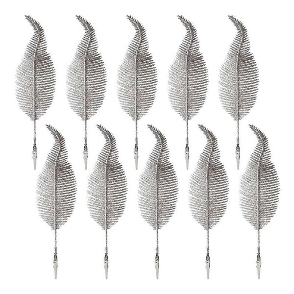 Nevenka 10 Pcs Christmas Tree Leaves with Clips for Party Decoration-Silver